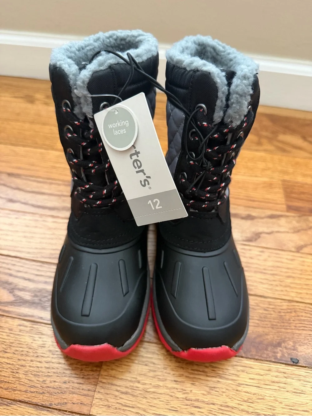 Carters Kids Gray and Black Winter Snow Boots